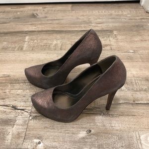 BCBG Parade Ferro Brass Color Heel Pumps